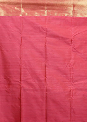 Pink Kanjivaram Silk Saree With Blouse Piece