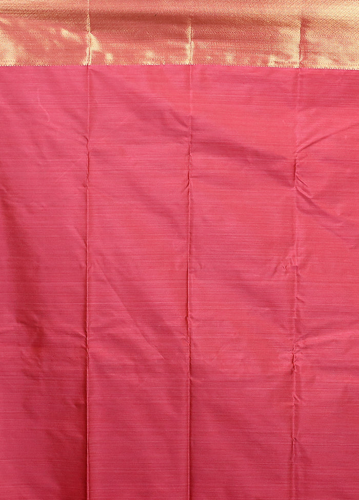 Pink Kanjivaram Silk Saree With Blouse Piece