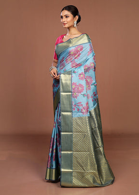 Green Kanjivaram Silk Saree With Blouse Piece