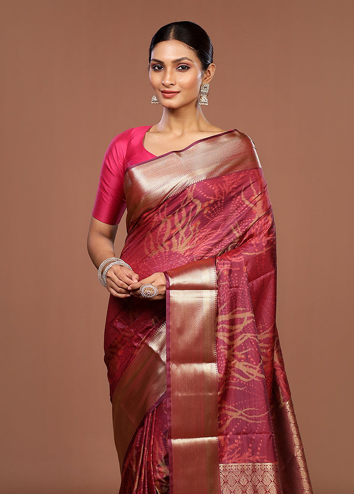 Purple Kanjivaram Silk Saree With Blouse Piece