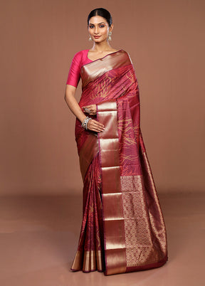 Purple Kanjivaram Silk Saree With Blouse Piece