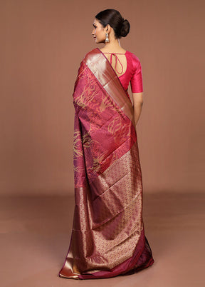 Purple Kanjivaram Silk Saree With Blouse Piece