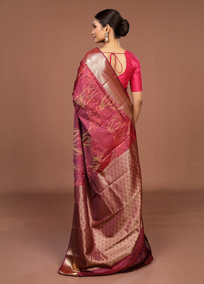 Purple Kanjivaram Silk Saree With Blouse Piece