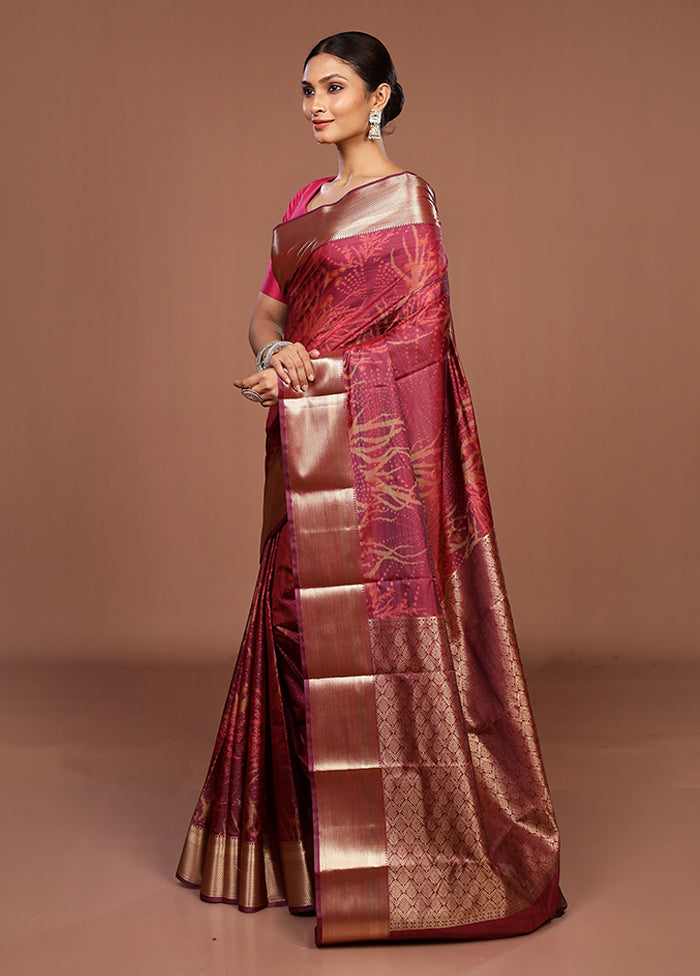 Purple Kanjivaram Silk Saree With Blouse Piece