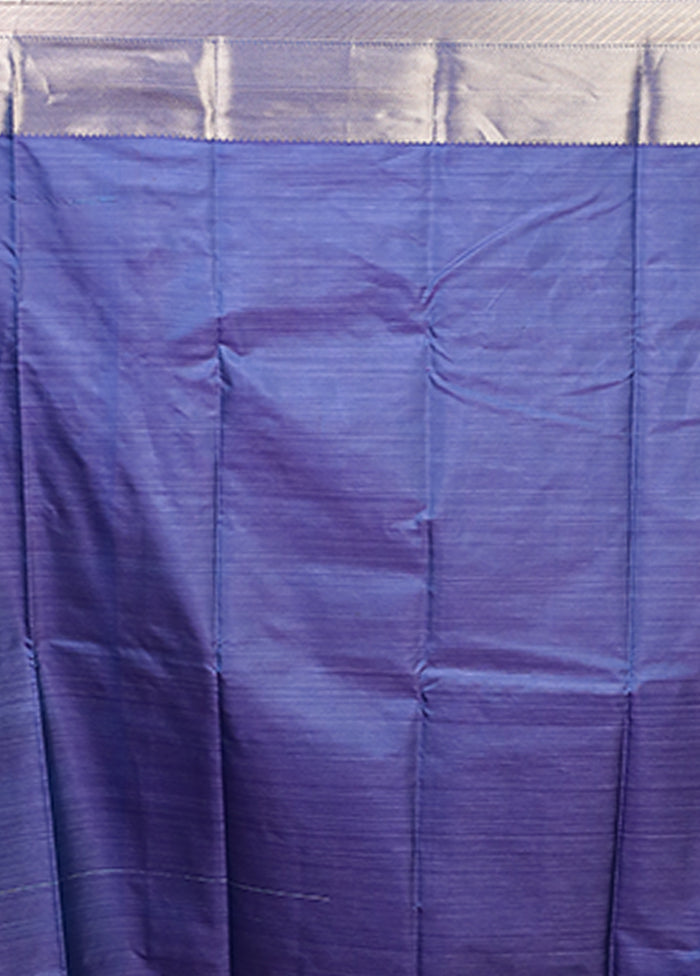 Blue Kanjivaram Silk Saree With Blouse Piece