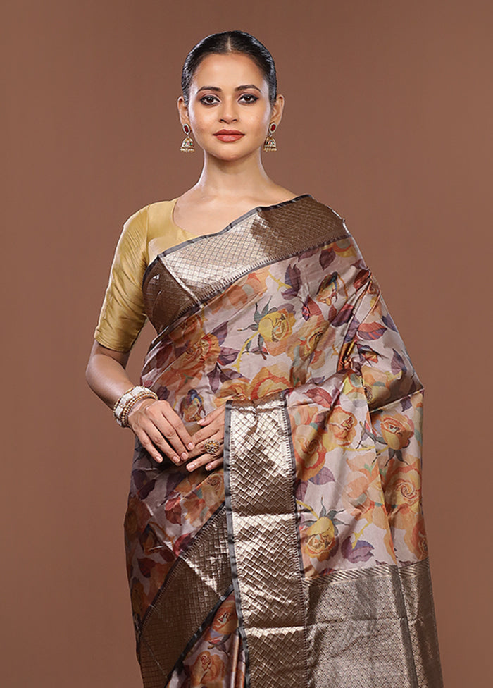 Cream Kanjivaram Silk Saree With Blouse Piece