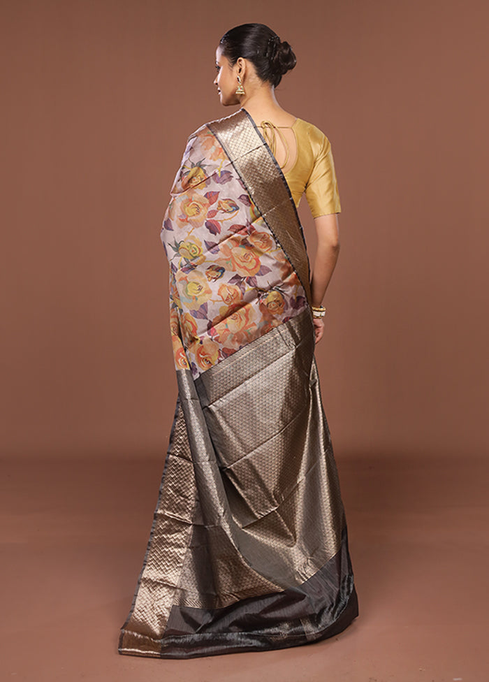 Cream Kanjivaram Silk Saree With Blouse Piece