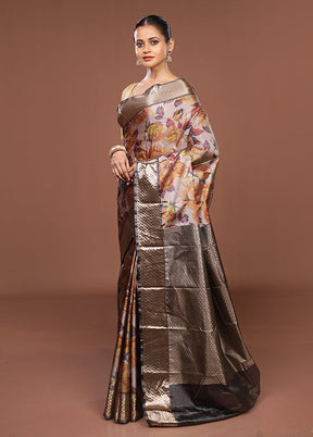 Cream Kanjivaram Silk Saree With Blouse Piece