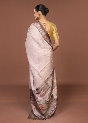 Pink Tussar Silk Saree With Blouse Piece