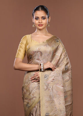 Yellow Tussar Silk Saree With Blouse Piece