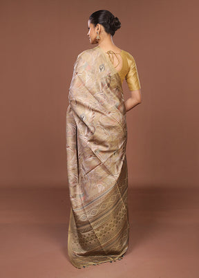 Yellow Tussar Silk Saree With Blouse Piece