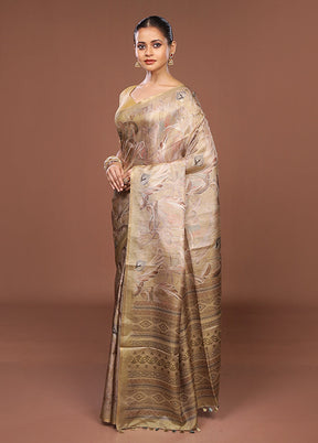 Yellow Tussar Silk Saree With Blouse Piece