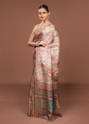Cream Tussar Silk Saree With Blouse Piece