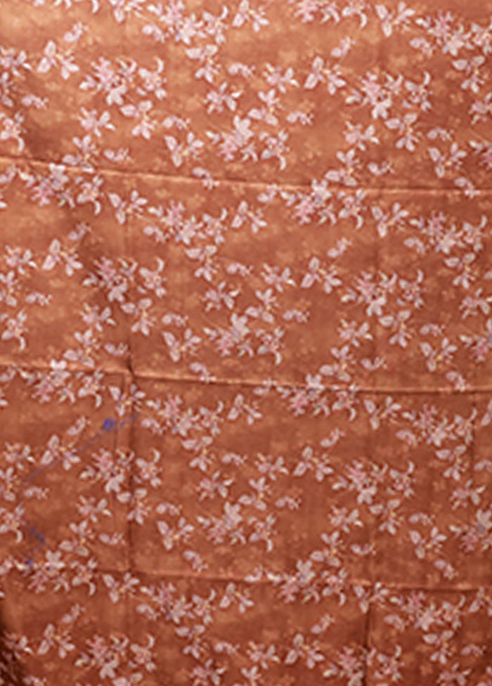 Rust Tussar Silk Saree With Blouse Piece