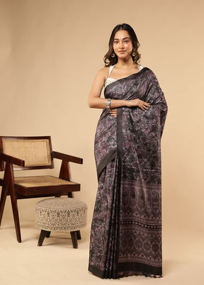 Purple Tussar Silk Saree With Blouse Piece