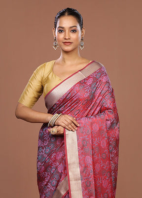 Pink Kanjivaram Silk Saree With Blouse Piece