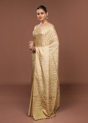 Cream Tussar Silk Saree With Blouse Piece