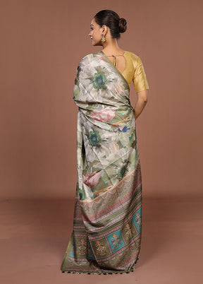 Green Tussar Silk Saree With Blouse Piece