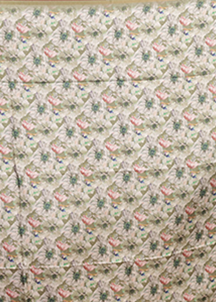 Green Tussar Silk Saree With Blouse Piece