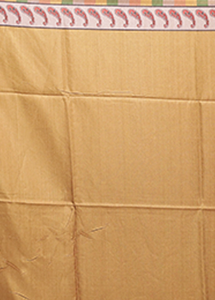 Cream Tussar Silk Saree With Blouse Piece