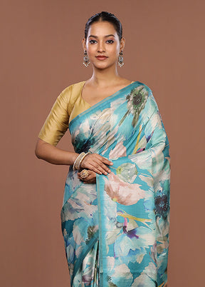 Cream Tussar Silk Saree With Blouse Piece
