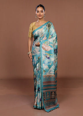 Cream Tussar Silk Saree With Blouse Piece