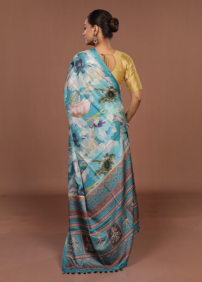 Cream Tussar Silk Saree With Blouse Piece