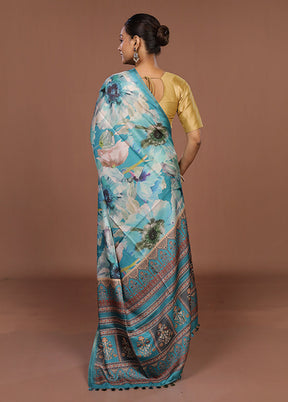 Cream Tussar Silk Saree With Blouse Piece