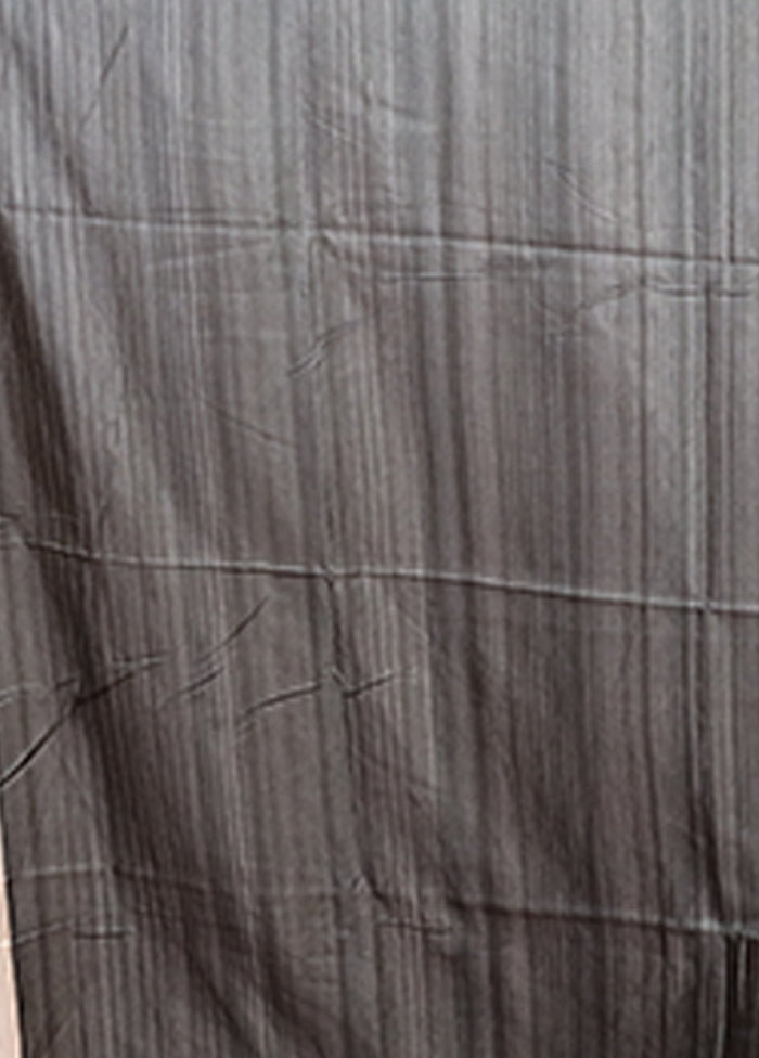 Grey Tussar Silk Saree With Blouse Piece