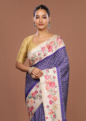 Cream Tussar Silk Saree With Blouse Piece