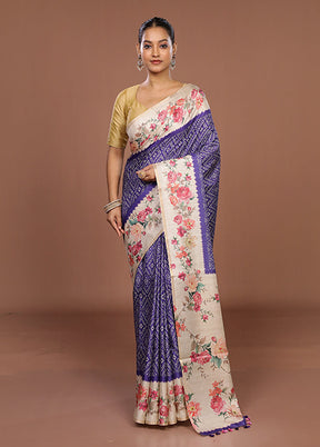 Cream Tussar Silk Saree With Blouse Piece