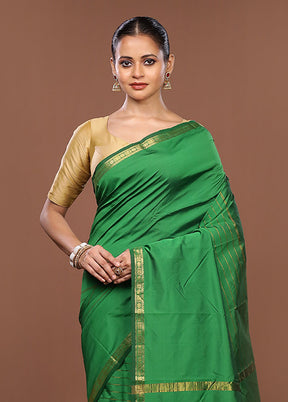 Green Kanjivaram Silk Saree With Blouse Piece