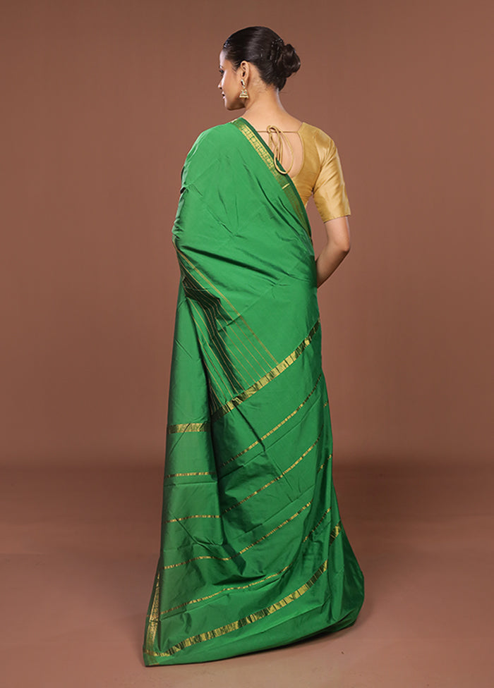 Green Kanjivaram Silk Saree With Blouse Piece