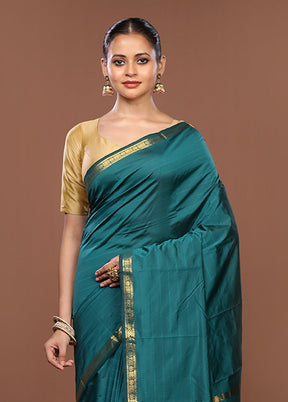 Green Kanjivaram Silk Saree With Blouse Piece
