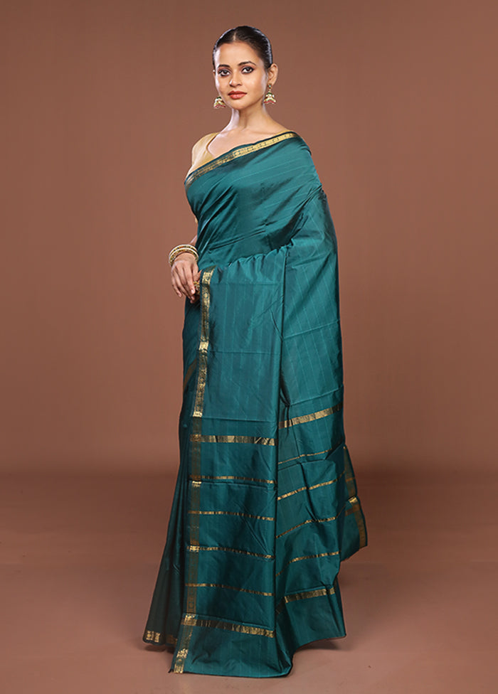Green Kanjivaram Silk Saree With Blouse Piece