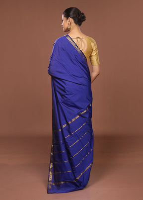 Blue Kanjivaram Silk Saree With Blouse Piece