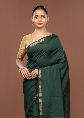Green Kanjivaram Silk Saree With Blouse Piece