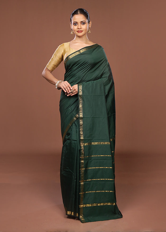 Green Kanjivaram Silk Saree With Blouse Piece