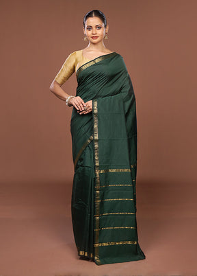 Green Kanjivaram Silk Saree With Blouse Piece