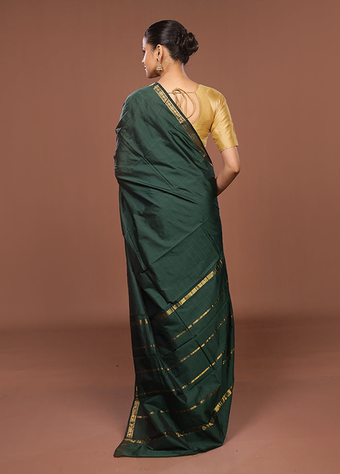 Green Kanjivaram Silk Saree With Blouse Piece
