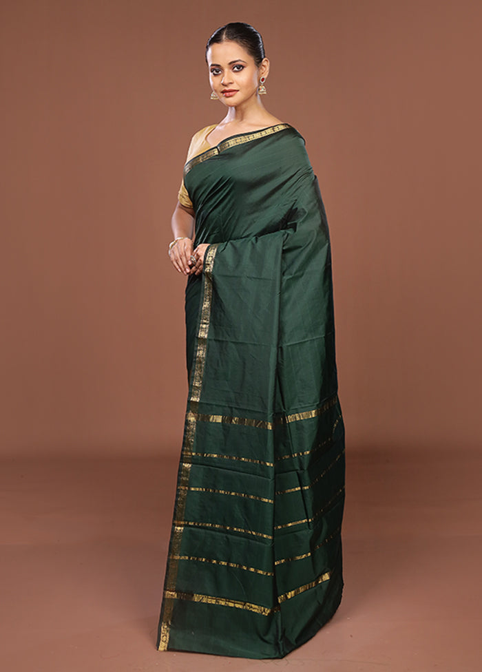Green Kanjivaram Silk Saree With Blouse Piece