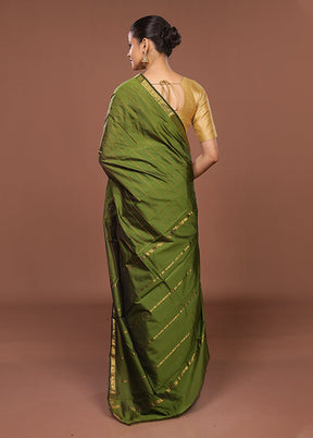 Green Kanjivaram Silk Saree With Blouse Piece