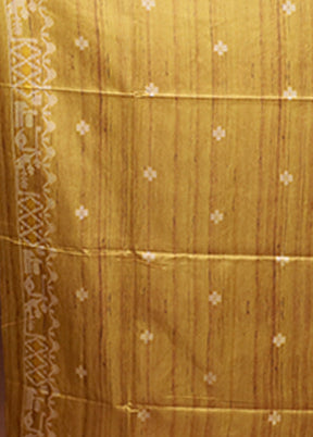 Yellow Tussar Silk Saree With Blouse Piece