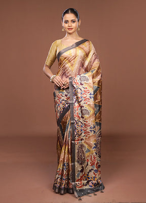 Multicolor Tussar Silk Saree With Blouse Piece