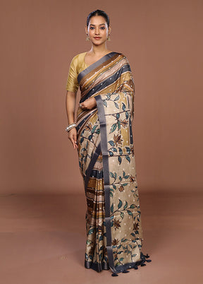Multicolor Tussar Silk Saree With Blouse Piece