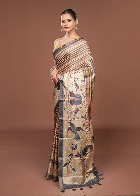 Multicolor Tussar Silk Saree With Blouse Piece