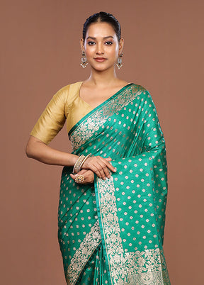 Green Banarasi Silk Saree With Blouse Piece