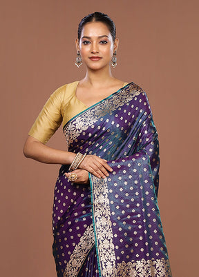 Purple Banarasi Silk Saree With Blouse Piece
