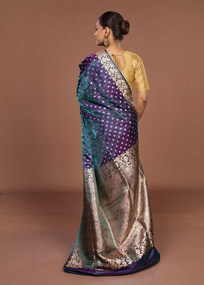 Purple Banarasi Silk Saree With Blouse Piece