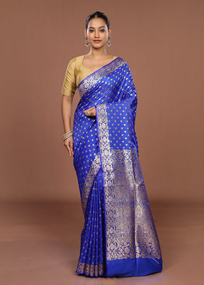 Purple Banarasi Silk Saree With Blouse Piece